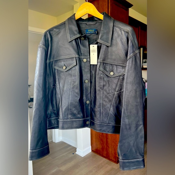 🔥🔥NWT Polo Ralph Lauren genuine leather denim jacket style 🚀 - Picture 1 of 6